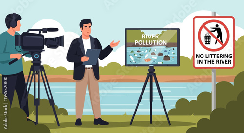 Man talking about river pollution issues.