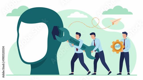 Businessmen team working on mental improvement and problem-solving process