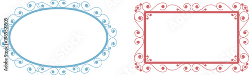 Ornamental vintage frames set with elegant floral borders, decorative oval and rectangle shapes for design