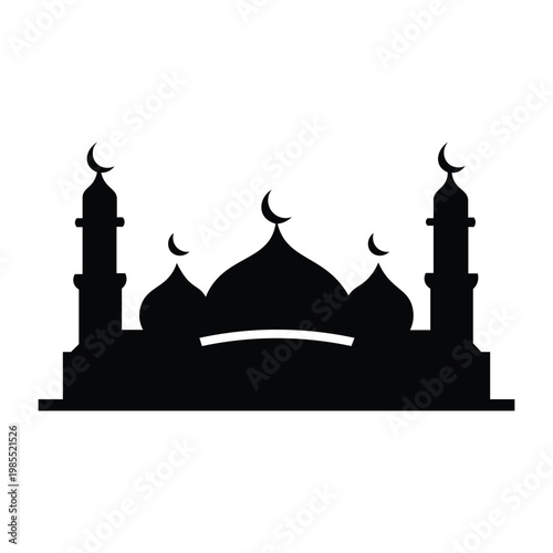 Minimalist icon of a mosque with dome and minaret in a clean and simple style