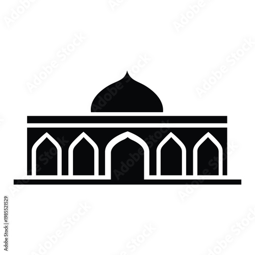 Minimalist icon of a mosque with dome and minaret in a clean and simple style