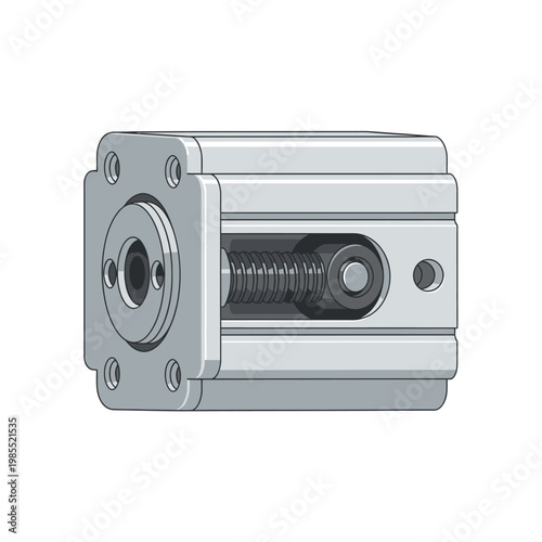 Compact Pneumatic Cylinder Actuator with Internal Screw Mechanism - Industrial Automation Component