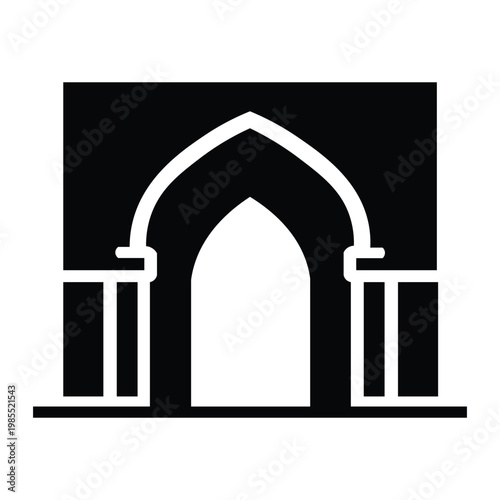 Minimalist icon of a mosque with dome and minaret in a clean and simple style