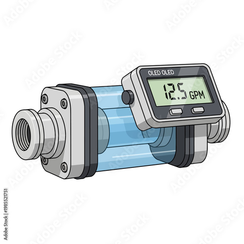 Digital Flow Meter with OLED Display Measuring Liquid Flow Rate in Gallons Per Minute