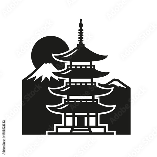vector illustration of a japanese temple