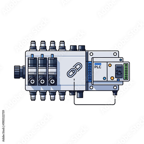 Industrial Pneumatic Valve Manifold with PLC Control - Automation Technology