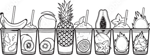 A collection of nine intricately designed vases and urns in black and white Vector