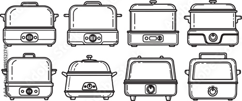 Various styles and designs of classic vintage suitcases arranged together Vector