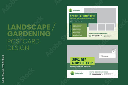 Lawn Care and Landscaping EDDM Postcard Template with Special Offer, Gardening Service Business Mailer, Professional Yard Maintenance Flyer, Spring Landscape Design