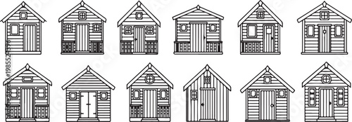 Classic victorian style houses with ornate facades and steep roofs Vector