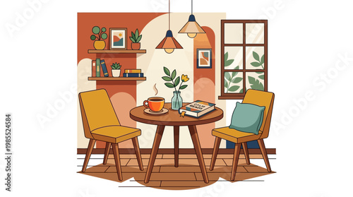 Two Chairs and Round Table.