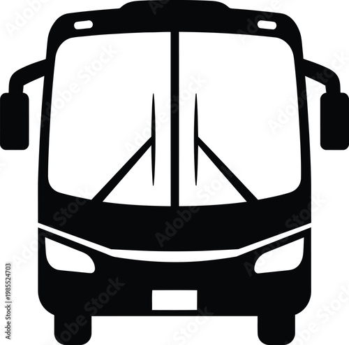 Black bus front view vehicle transportation silhouette