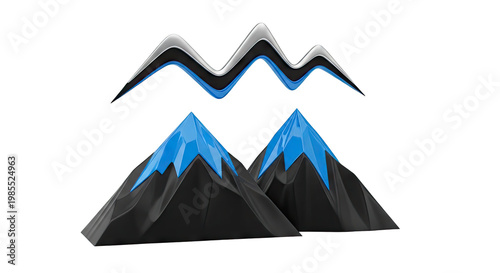 Abstract Mountains with Blue and Silver Peaks
