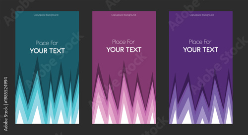 Copyspace background with colorful triangle patterned text backgrounds, perfect for creative text placement and design projects. Suitable for advertising and marketing materials.