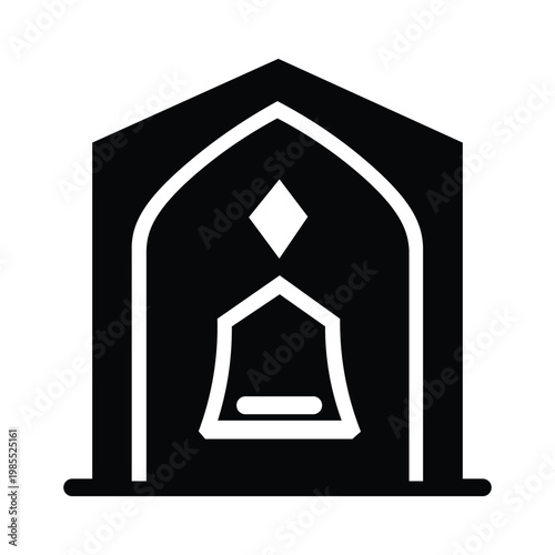 Minimalist icon of a mosque with dome and minaret in a clean and simple style