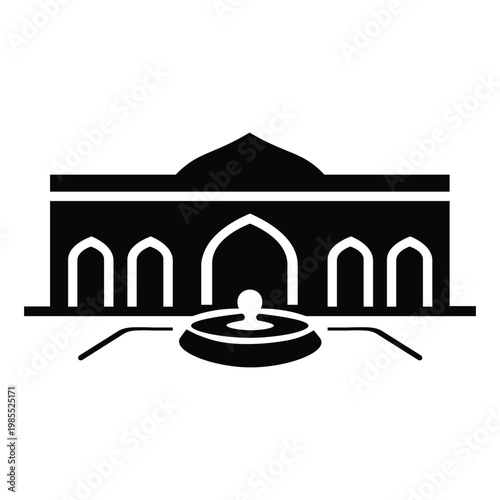 Minimalist icon of a mosque with dome and minaret in a clean and simple style