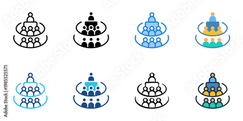 Conference icons set multiple style collection. Editable stroke 
