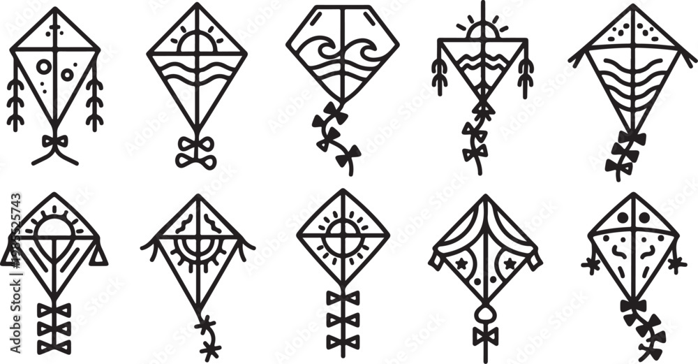 Fototapeta premium Collection of geometric and star patterned snowflake designs for crafting Vector