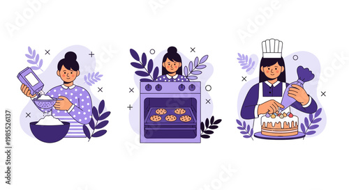 Chef Girl Bake Cake Cook Oven Meal Food Home Joy Art Pro Fun Job DIY