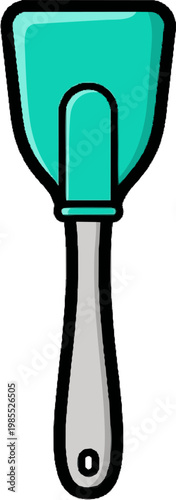 Spatula Cooking Utensil Illustration with a Teal Silicone Head and Gray Handle
