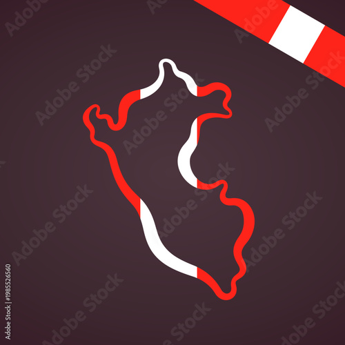 Outline map of Peru marked in flag colors