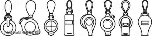 A collection of simple line drawings of lamps and light fixtures Vector