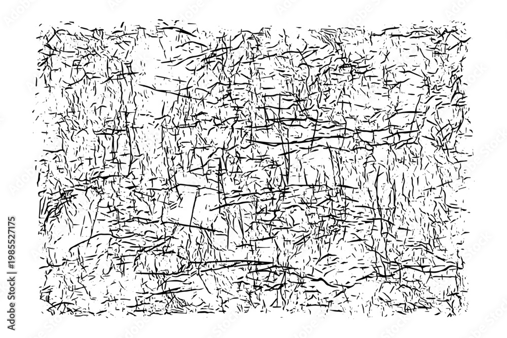 Obraz premium Grunge texture cracks and scratches overlay. Abstract chaotic messy blobs and spatters. Stain and drops dirty backdrop vintage noise effect surface. Isolated. Vector illustration.