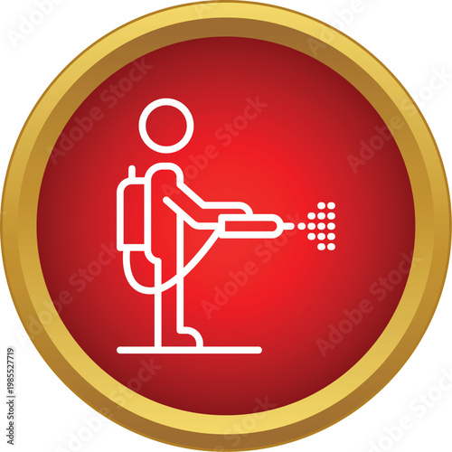 Worker performing pest control and disinfection using a chemical sprayer