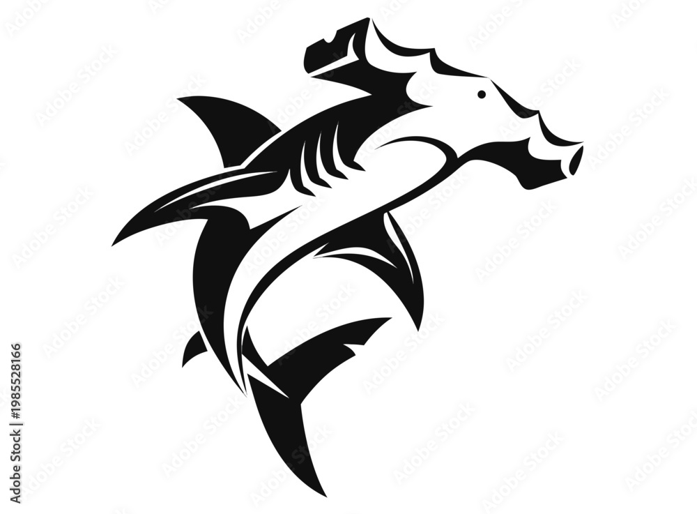 Fototapeta premium Create Bold Stroke Hammerhead Shark Unique High-Quality Stock Image Great for Commercial Projects