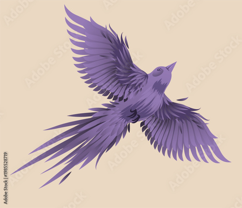 Purple Soaring Swallow Vector Illustration, Stylized Flying Bird Mascot for Modern Logo Design, Elegant Wildlife Concept with Lavender Gradients and Dynamic Feathers