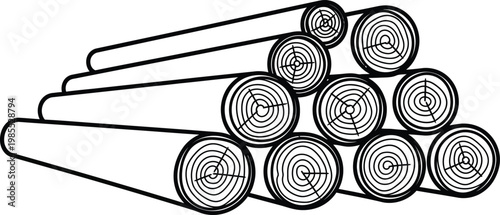 Stack of logs with visible tree rings wood stacked black and white