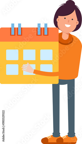 Girl Character Holding Calendar

