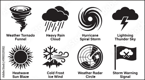Weather Icons, Storm Symbols, Meteorological Signs, Weather Forecast Graphics