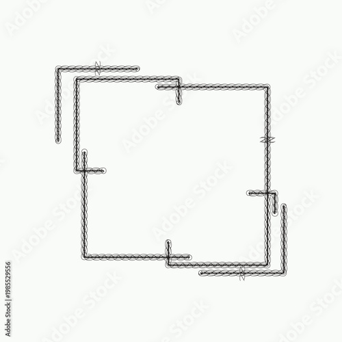 Abstract Black Line Frame with Right Angles and Connection Nodes