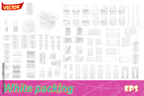 white packing big set icons vector illustration