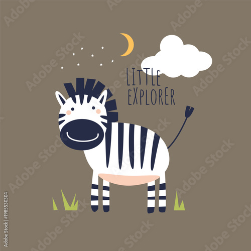 Cute hand-drawn zebra illustration with 