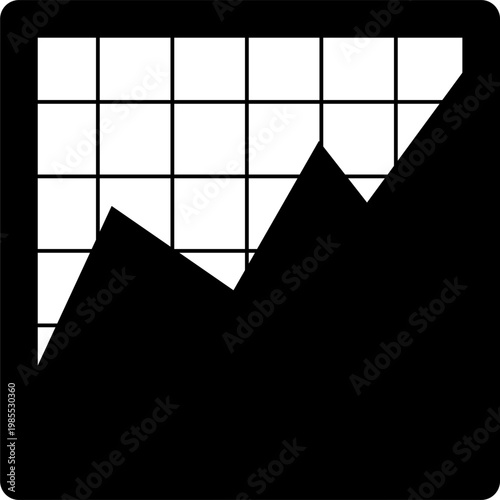 Black silhouette mountains against grid background