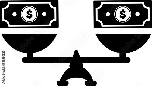 Money bills balance equally