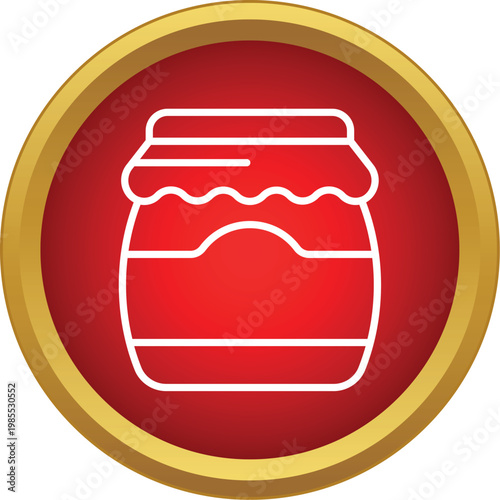 Honey jar icon symbolizing preserved food with a red circle frame