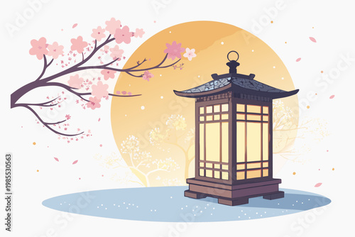 Beautiful Japanese Lantern Bold Warm Gradient High-Quality Stock Image