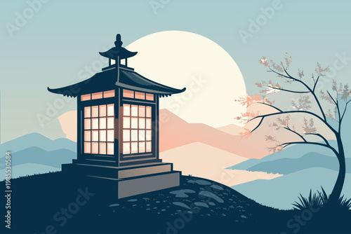 Showcasing Japanese Lantern Bold Warm Gradient Stunning Professional Photo