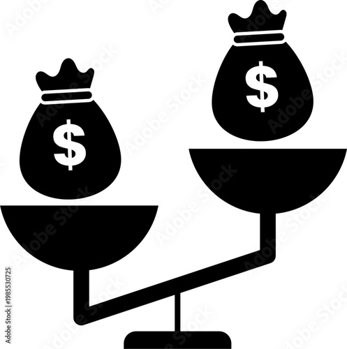 Wealthy money bags on scales