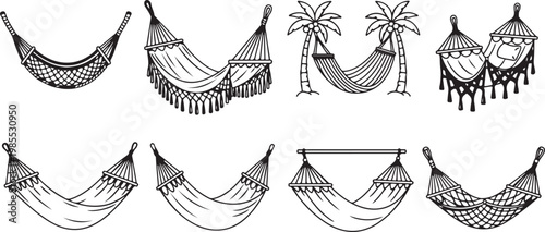 Various types of fishing nets illustrated with detailed designs Vector