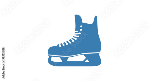 Blue Ice Skate with White Laces.
