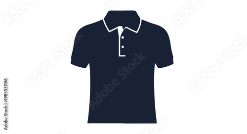 Navy Blue Polo Shirt with White Trim.