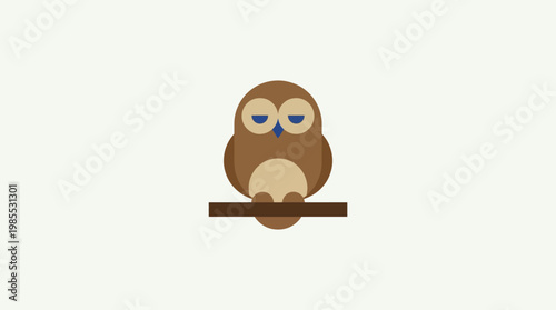 A brown owl sitting on branch.