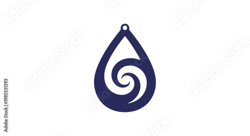 Blue Teardrop Pendant with Spiral Design.