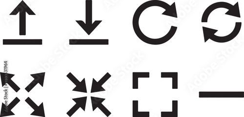 Navigation, interface, and direction icons, arrows and symbols set, vector graphics
