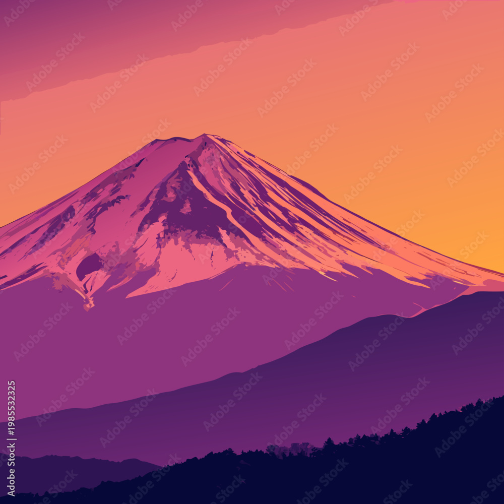 Fototapeta premium Showcasing Mount Fuji Bold Purple And Stunning Creative Visual