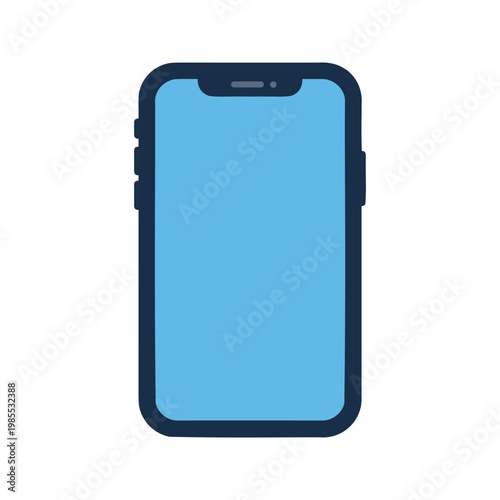 Modern smartphone with a blue screen display and dark blue rounded frame illustration
